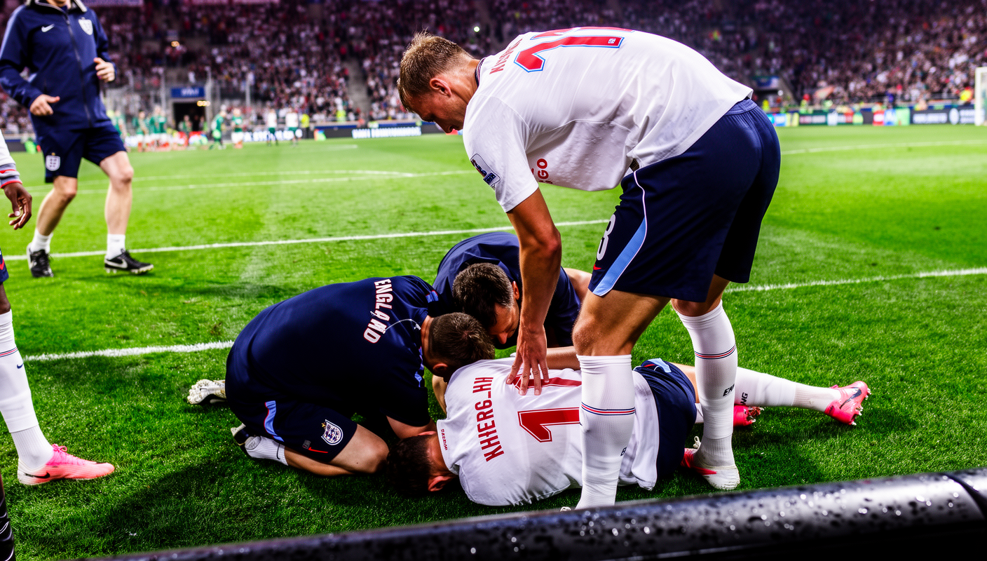 FB SPORTS - 英格兰中场哈里·凯恩队友伤情揭秘：庆祝时意外受伤为哪般？ - FB体育